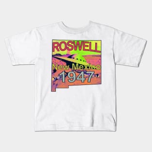 Roswell New Mexico 1947 UFO Aliens Trippy Psychedelic Tie Dye Kids T-Shirt